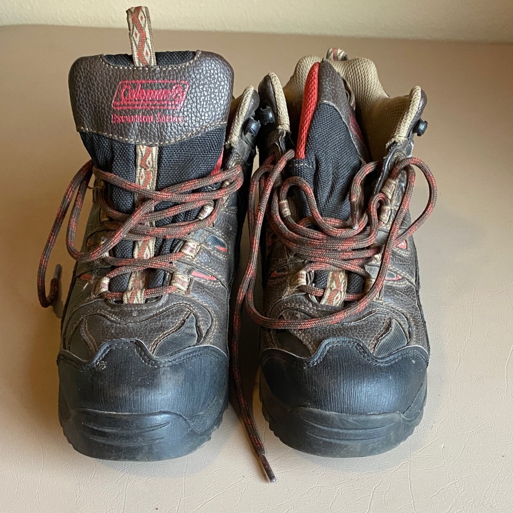 Coleman Brown and Red Outdoor Hiking Boots